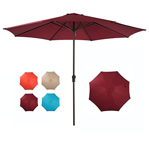 COBANA 11' Patio Umbrella, Outdoor Table Market Large Umbrella with 8 Steel Ribs and Crank, Dark Red COBANA 11' Patio Umbrella, Outdoor Table Market Large Umbrella with 8 Steel Ribs and Crank, Dark Red