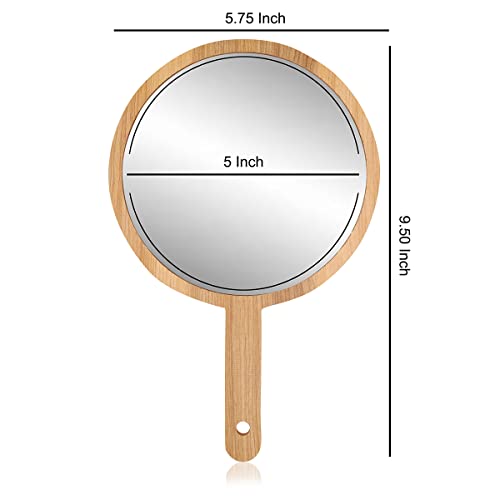 Image of Jumbo Round Shape Wooden Beauty Makeup Mirror 9.5 inch for Bathroom, Dressing Table /Shaving /and for Travel kit