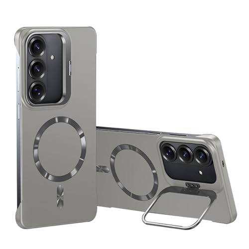 Coque Samsung S26 Plus magnétique grise avec béquille et objectif métal