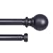 Kenney KN85058 Wakefield Double Curtain Rod, 66"-120", Black