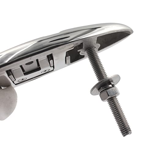 Shenghuiss 2 Pcs 5 Inch Boat Flip Up Folding Cleat Stainless Steel 316 Deck Flush Dock Mount Cleat Mooring Rope Cleat W/Fasteners #TOP5