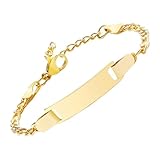 SEWACC Pulsera Ajustable para Acero Inoxidable con Placa Metálica para Personalizar Diseño Ligero y Práctico Regalo para Niñas Color Dorado