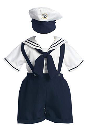 White Sailor Suspender Shorts Set (2T)
