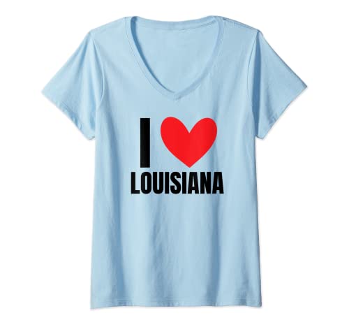 Mujer Me encanta Louisiana State New Orleans French Quarter Creole Camiseta Cuello V