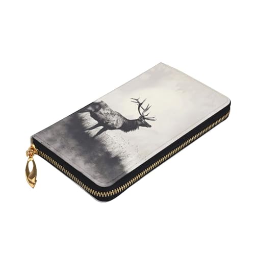 Wild Deer Printed Long Wallet for Women Men Cute PU Leather Wallet with Coin Purse and Credit Card Holder3