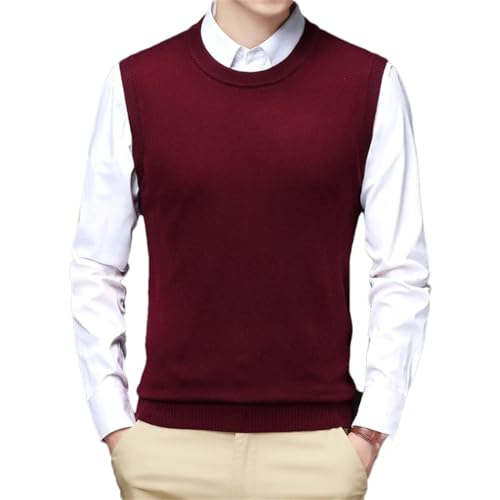 Men's Round Neck Sleeveless Sweater Vest Korean Slim Fit Business Casual Knit Pullover Vest