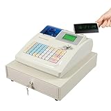 WENBINGSHOP Cash Register for Small Businesses, Electonric caja registradora para negocio w/ 3Method/200Dept/10000Items/ /50Clerks/9Vat Rate Setting,Supports Scanner Scale External Printer(White)