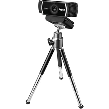 Logitech Webcam HD C922 Pro Streaming, webcam de transmissão de câmera 1080p, grava suas sessões de jogos em transmissão HD rica, tripé de substituição de fundo incluído