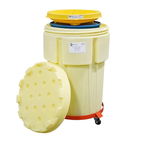 Enpac Poly Spill Collector 110 with Poly Drum Yellow, Drum, Dolly, Funnel, Collect Waste, Polyethylene, Durable, Mobile