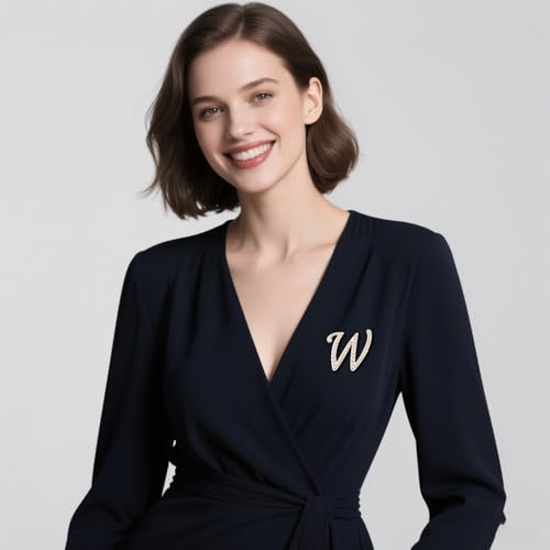 Image of Initial Letter Brooch Pin Pearl Letter Brooches Golden Pins Accessories Jewelry Birthday Chrisrmas Gift for Women