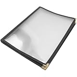 UKCOCO Porta Menù in Pvc Trasparente A4 10 Pagine, Copertina Protettiva per Ristoranti, Bar e Hotel, Custodia Leggera e Infrangibile per Menu e Ricette