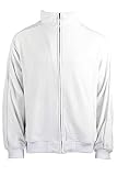 Sweatsedo Solid White Mens Velour Track Jacket with Piping (Large)