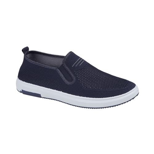 Image of Mens Slip On Trainers Casual Leisure Twin Gusset Comfort Pumps Shoes Sizes (Navy Blue, UK Footwear Size System, Adult, Women, Numeric, Medium, 9)