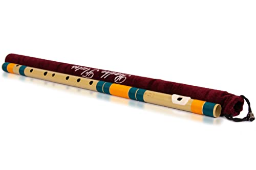 Image of Radhe Flutes PVC Fiber Bass G With Velvet Cover (Beige Flute With dark green & Orange Threads)