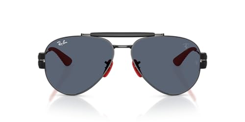 Ray-Ban RB3762M Scuderia Ferrari Collection Round Sunglasses, Black/Dark Grey, 58 mm