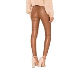 Nina Carter S513 damskie dżinsy skinny fit Wetlook High Waist o wyglądzie skóry, elastyczne spodnie dżinsowe, długość do kostek, 5 kieszeni, Brązowy (S513-8), M