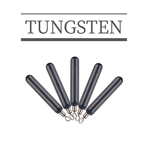 Muunn 10 Pack Tungsten Free Rig Skinny Drop Shot Weights,Raindrop Free Rig Fishing Sinkers Kit For Drop Shot Rig,97% Density Tungsten Fishing Weights(No Chip Black,3/32Oz) #TOP2