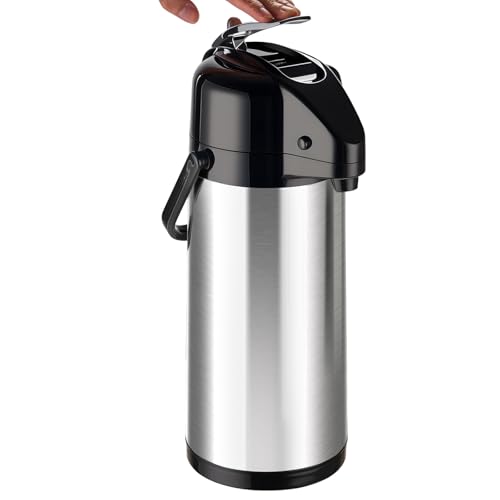 Image of Upgraded Airpot Coffee Carafe with Double Pump - 84oz /2.5L Coffee Carafe for Keeping Hot, Beverage Dispenser for Hot /Cold Beverage (1, 3L-Stainless Steel Color)