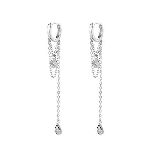 Boucles d'oreilles pendantes anti allergie en argent et zircone brillant