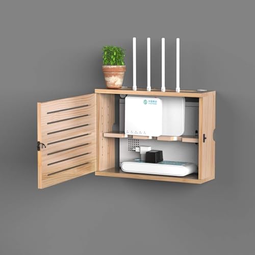 Miniatura 5 de Mnbvh Estante De Almacenamiento De Pared Madera, Caja Para Cables Y Router, Soporte Router Pared Madera, Cable Caja De La Pared, Cajas De Almacenamiento De Alambre Blanco
