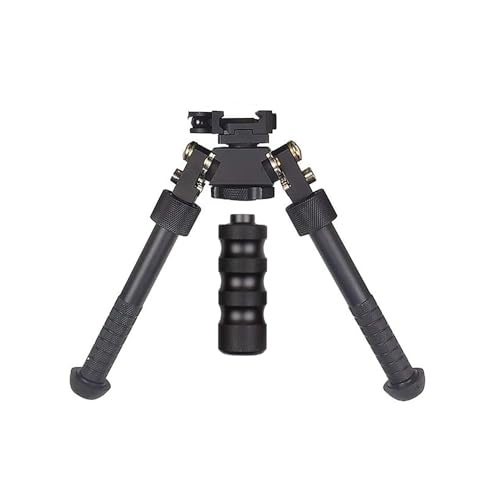 ProWildGear 360 Degree Rotation Aluminum Alloy Bipod Adjustable Extension Quick Detach Picatinny 21mm Rail Mount with Spikes with Metal Foregrip (Black/Foregrip, One size)