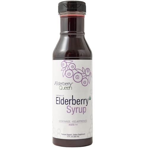 Elderberry Queen Organic Elderberry Syrup 12 Fl Oz - with Aronia Berry & Apple Cider Vinegar
