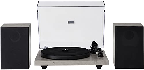 Image of Crosley C62C Turntable HiFi System Record Player with Speakers, Adjustable Tonearm, Moving Magnet Cartridge, Bluetooth Receiver, 40W Per Channel, and Anti-Skate, Gray