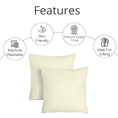 Image of Premium Polyester Fiber Cushion Fillers - Pack of 2 Pcs | 24 x 24 Inches | Ivory| Cushions, Sofa Pillow, Cushion for Sofa, Cushion for Bed, Decorative Pillow, Pillow for Support