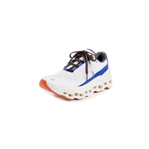 On Women's Cloudmonster Sneakers, Frost/Cobalt, White, 8 Medium US