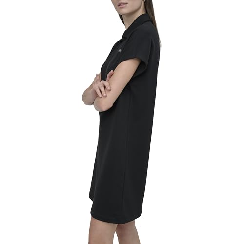 DKNY womens Studded Logo Short Sleeve Collared V-neck T-shirt Dress3