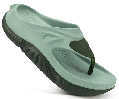 Image of COFACE Men Orthopedic Footbed Flip Flops Fabric Toe Post Beach Sandals Size 7-15