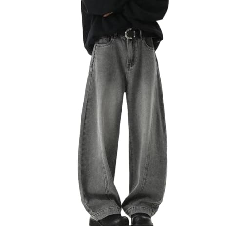 Men Wide Leg Jeans Patchwork Spliced Denim Pants Loose Fit Straight Casual Trousers