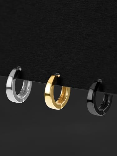 Image of ORIONZ Hoop Earrings for Men & Boys (1 Piece) - 925 Sterling Silver - Gift for Birthday Anniversary - 18k Gold Plated Jewellery - Men Fashion