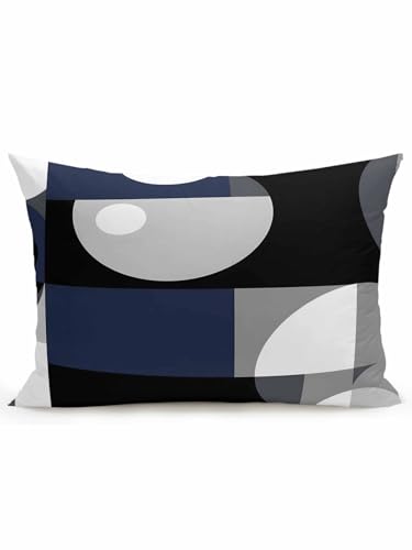 Outdoor Pillows Waterproof, Navy Blue Black Geometric Throw Pillows with