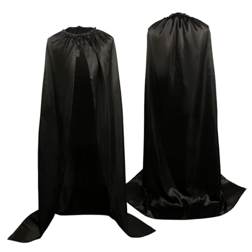 galeeup Black Cape Men No Hood Hero Robe Adult Cosplay Knight Cloak Capes Full Length Halloween Party Costume (Black, XX-Large)