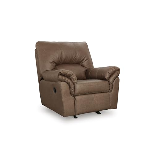 Image of Signature Design by Ashley Faux Leather Manual Rocker Recliner, Caramel