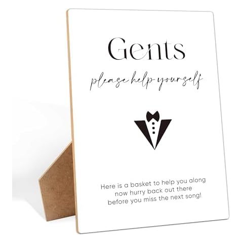 Gentlemen Bathroom Sign, 8×11 Inches Wooden Sign With Stand, Wedding Bathroom Basket Sign, Minimalist Table Sign for Wedding, Bridal Shower, Wedding Reception, Event Party Favor Supplies-8 Cover