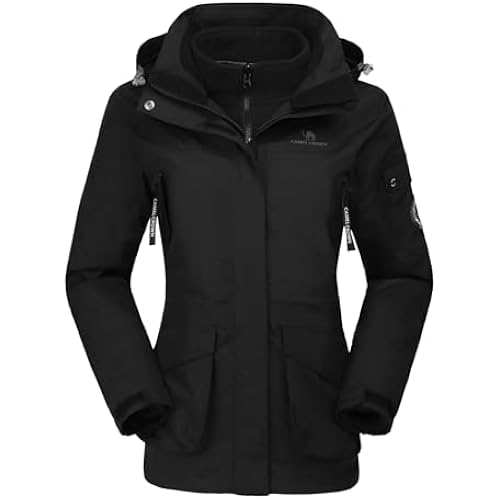 CAMEL CROWN Womens Waterproof Ski Jacket 3-in-1 Windbreaker Winter Coat Fleece Inner for Rain Snow Outdoor Hiking