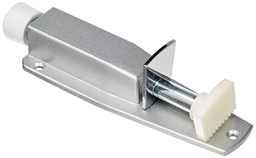 Essible Deurvergrendeling RVS - Chroom - Verstelbare deurstopper voor binnen en buiten met voetbediening Antislip Onderkant Deurstopper voor lichte en zware poorten - 13 x 4 cm