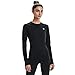 Under Armour Womens Authentics Long Sleeves Crew Neck T-Shirt, Black (001)/White, Medium