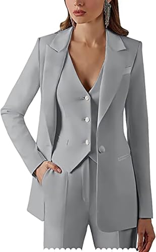 Women 3 Pieces Suit Set Long Sleeve Blazer Business Work Pants for Women