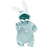 Xumplo Baby Jungen Ostern Outfits Hase Onesie Mein erstes Ostern Strampler Kleinkind Neugeborenes Overall Kleidung mit Hasenmütze 6-9 Monate