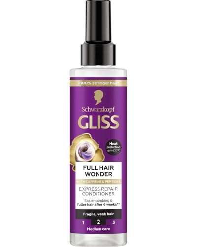 Gliss Full Hair Wonder Express Repair Conditioner Spray for Frigile, Weak Hair, Heat Protection, 3er Pack 200ml