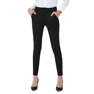 Bamans Dress Pants for Women High Waisted Skinny Leg Pants Work Business Trousers Formal Office Tummy Control Slacks