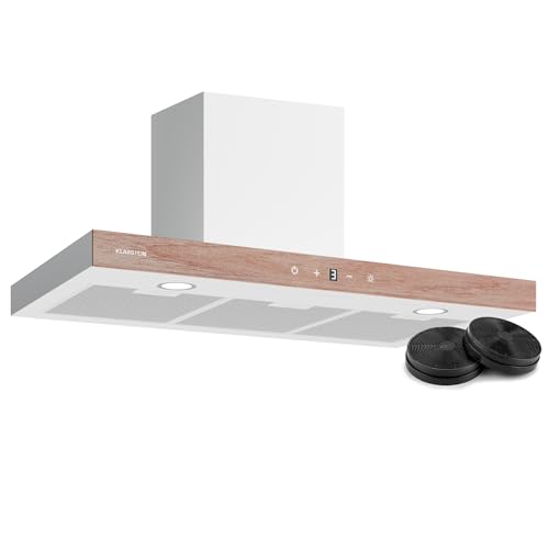 Klarstein ZenFusion T Campana Extractora - 90cm, 885 m³/h Boost, Motor CC 210W, A++ Eficiencia, LED 4000K, 47 dB Silenciosa, Táctil, Blanco, Recirculación & Filtro Carbón