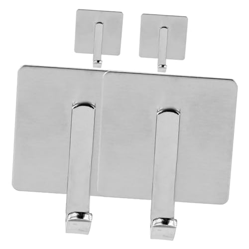IWOWHERO 4Pcs Heavy Duty Stainless Steel Towel Hooks Adhesive Wall Hooks for Bathroom Kitchen No Drill Installation Brushed Finish for Organizing Towels