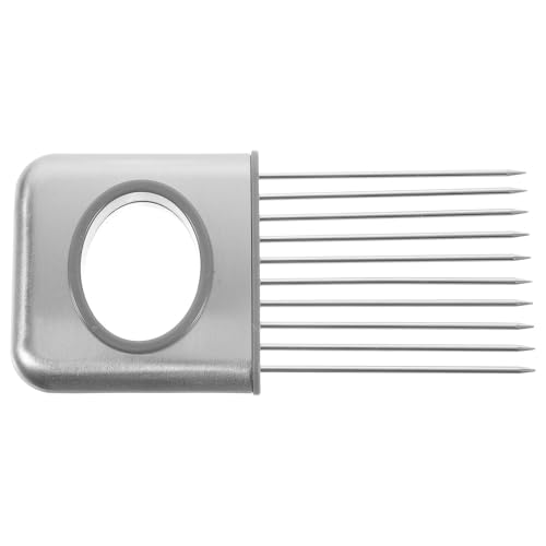 KITANDOVE Forchetta Porta Cipolla in Acciaio 304 con Aghi Affilati Supporto per Affettare Pomodori Patate e Verdure Utensile da Cucina Pratico e Sicuro per Tagli Uniformi