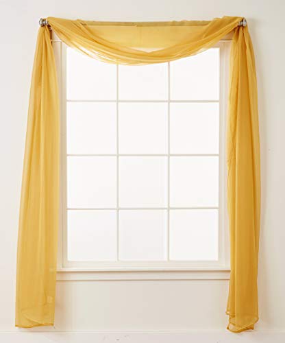 Elegant Comfort Luxury Sheer Curtains, Window Treatment Curtain Panels with Rod Pocket for Kitchen, Bedroom and Living Room (55 x 216-inches Long), Gold
