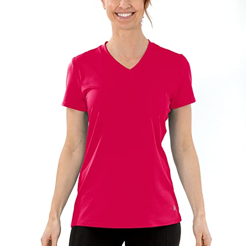 Arctic Cool Women's V-Neck Instant Cooling Moisture Wicking Performance Upf 50+ Short Sleeve Shirt | Lightweight Breathable Top For Running, Workout, Exercise, Yoga, Fishing, Watermelon Crush, Xl #TOP7