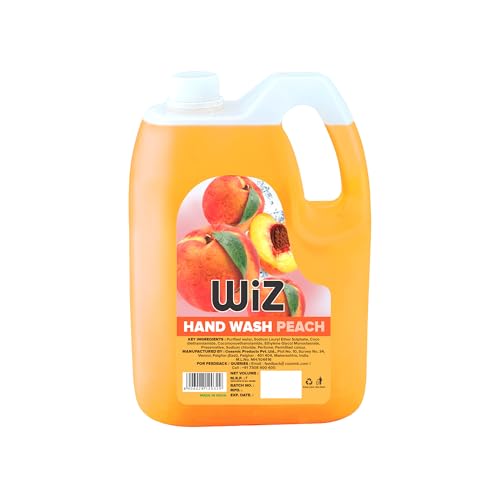 Image of Wiz Peach Handwash Liquid Soap Refill Can - 5L | Germ Protection | Hand Wash with Added pH-Balanced & Moisturizers for Soft & Gentle Hands | Suitable for all Skin Types